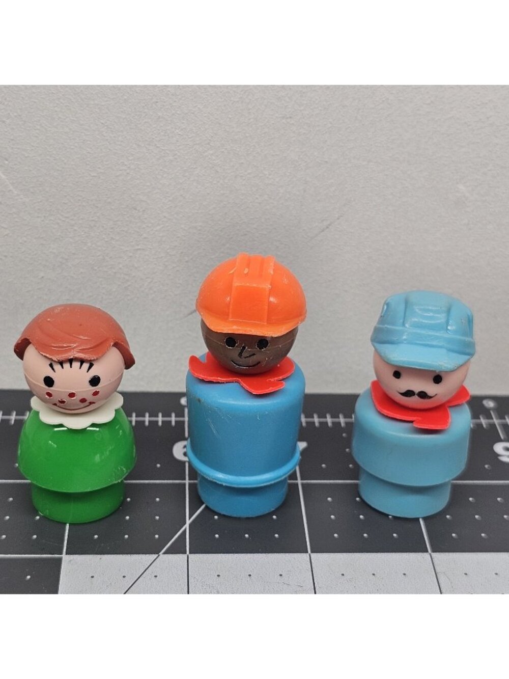 Vintage Fisher Price Little People Lot 3 Figures Construction Worker Boy Plastic